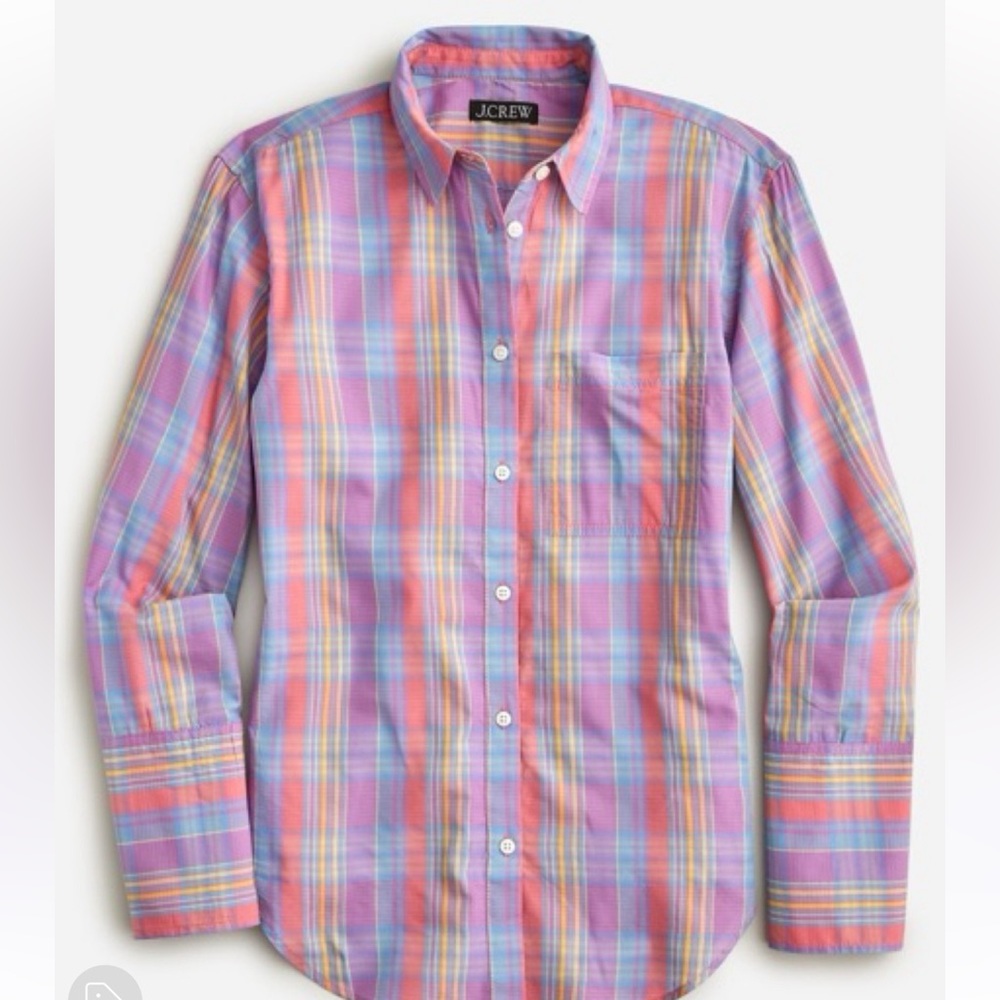 J Crew Sunset Plaid Pront Button Up